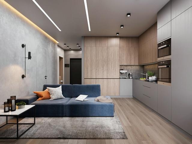 decoração de apartamento pequeno, todo o design do gabinete personalizado da casa é simples, bonito e prático

